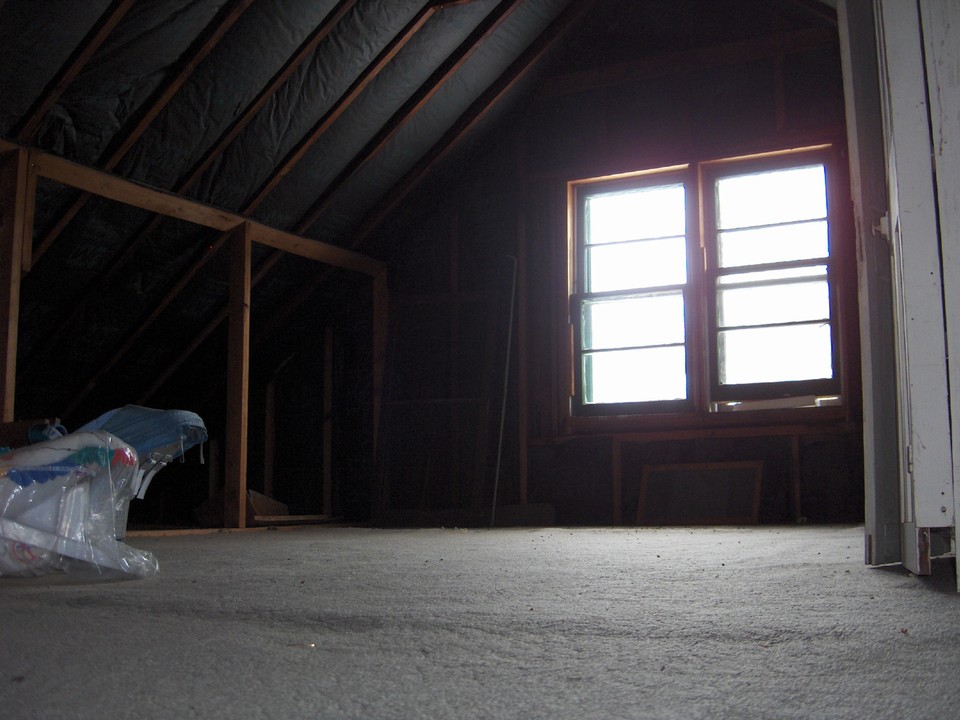 upstairs attic lots of storage or finish into a nice room.