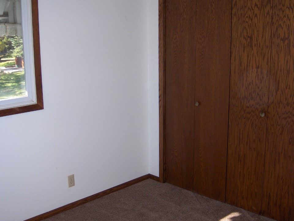 bedroom two with a large closet and new carpet